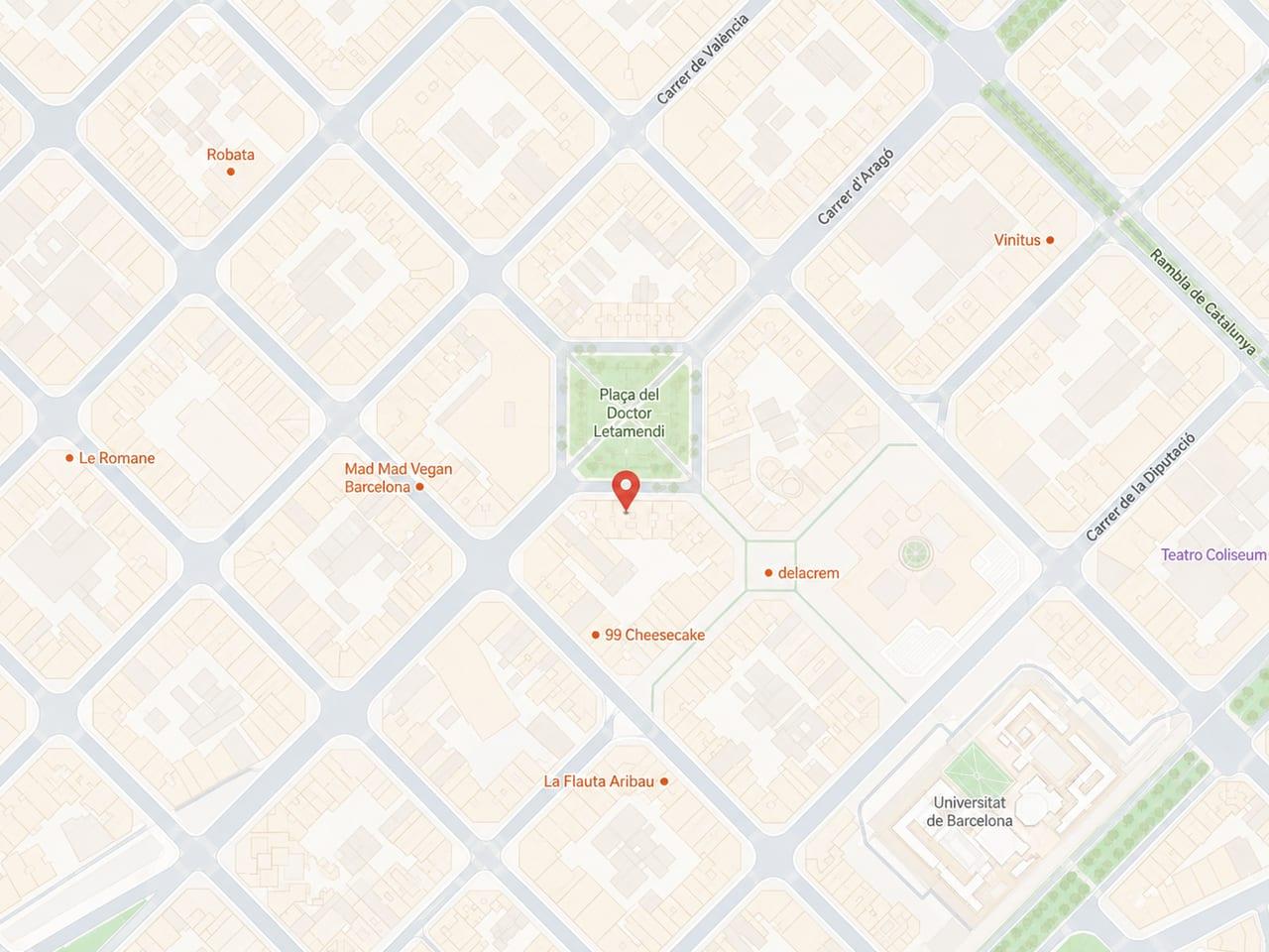 Mapa de la ubicación de MJ Serveis Integrals en Plaza del Doctor Letamendi, Barcelona